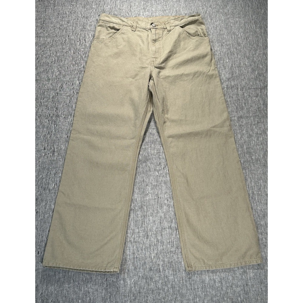 Gap Worker Jean Ouvrier Mens 36 x 30 Beige Zip-Fly Straight Full Leg (37x30)